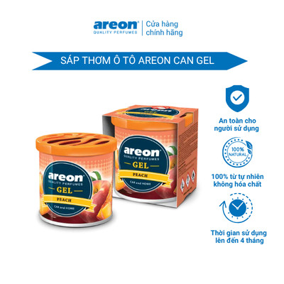 Sáp thơm ô tô Areon Gel Can Hương Đào Ngọt Dịu, Khử mùi, Làm thơm, Giảm Say Xe Hiệu Quả