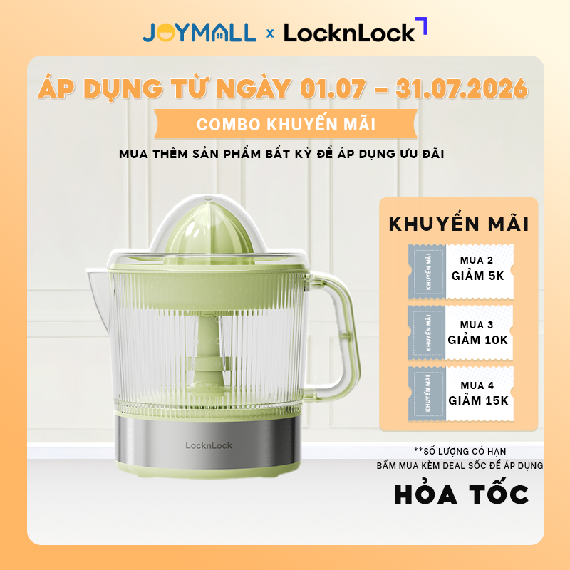 Máy Vắt Cam LocknLock Citrus Juicer EJJ244LGRN Màu Xanh 700ml 40W, Hàng Chính Hãng - JoyMall