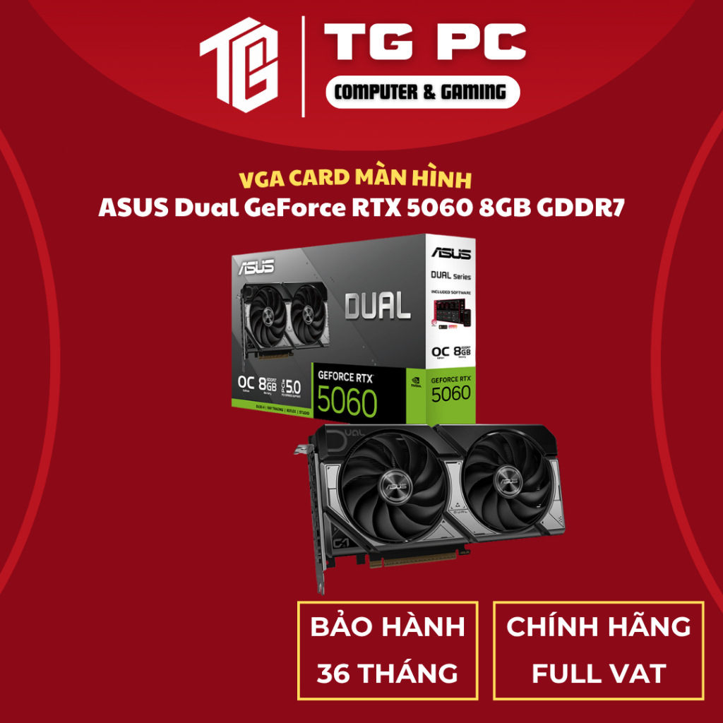 [SẢN PHẨM NEW FULL VAT] VGA CARD MÀN HÌNH ASUS Dual GeForce RTX 5060 8GB GDDR7 - BẢO HÀNH 36 THÁNG | BigBuy360 - bigbuy360.vn