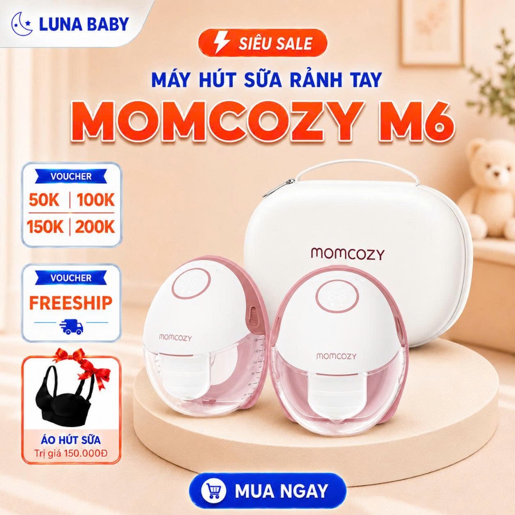 Máy Hút Sữa Momcozy M6 – Bình Đứng Thông Minh, Nhẹ Nhàng & Hiệu Quả