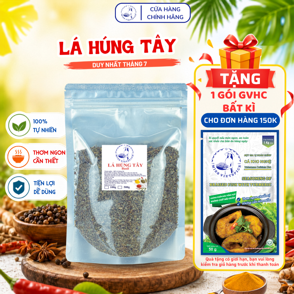 Lá húng tây (húng quế) basil khô Miss Vietspice