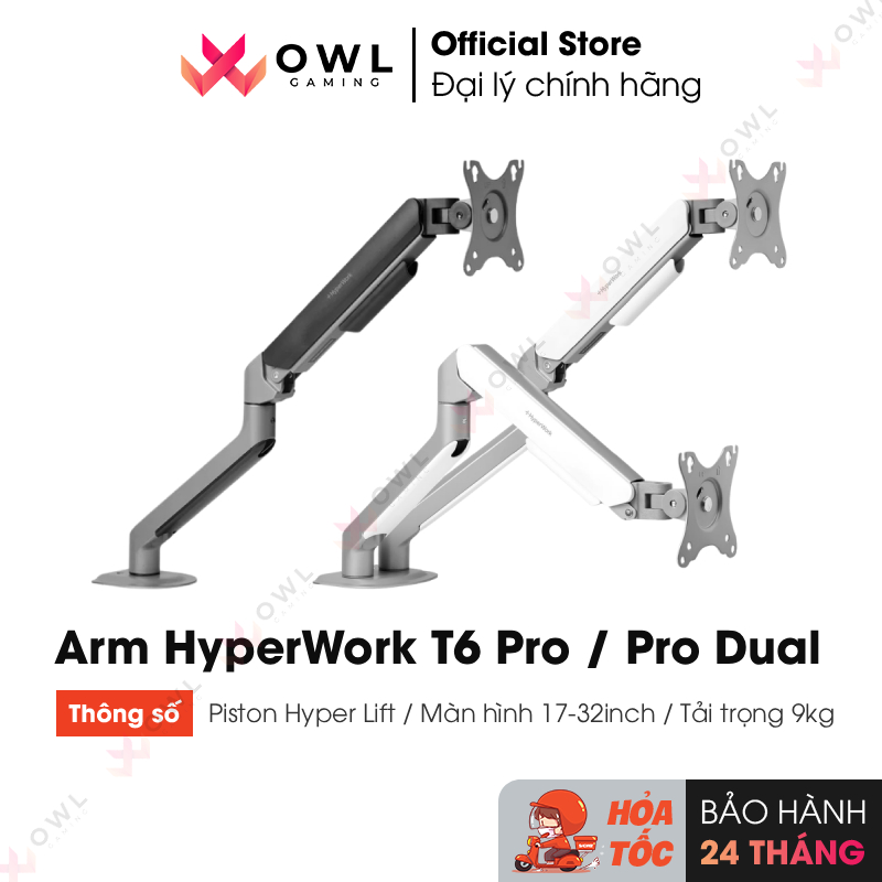 Giá treo / ARM màn hình Human Motion HyperWork T6 Pro / T6 Pro Dual (Hàng chính hãng)