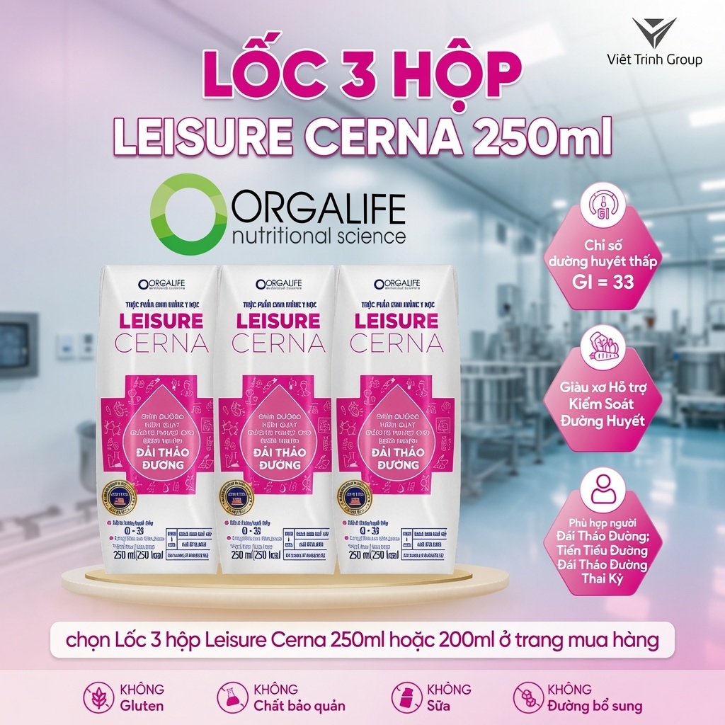 [Hỏa tốc] Soup uống dinh dưỡng kiểm soát đường huyết cho người tiểu đường Leisure Cerna 3 hộp 250ml