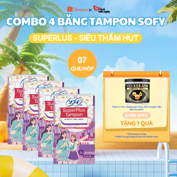 COMBO 4 BĂNG VỆ SINH SOFY TAMPON SUPER PLUS -7 QUE