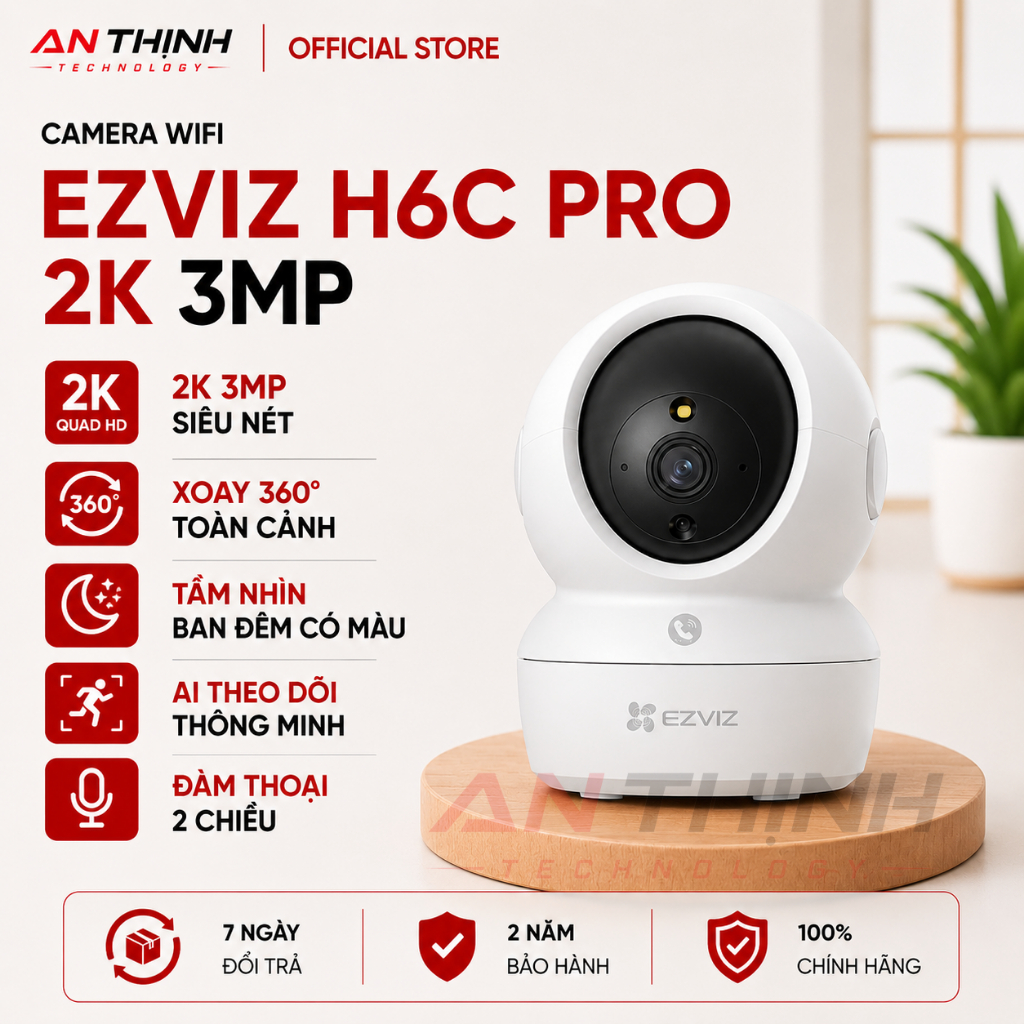 Camera WiFi quay quét EZVIZ H6c Pro 2K (3MP, 5MP, 1080P)