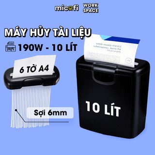 Máy Hủy Tài Liệu Micofi, Máy Hủy Giấy Văn Phòng Cắt Giấy Tài Liệu Mini Tự Động Cắt Card Công Suất 190W, Dung Tích 10 Lít
