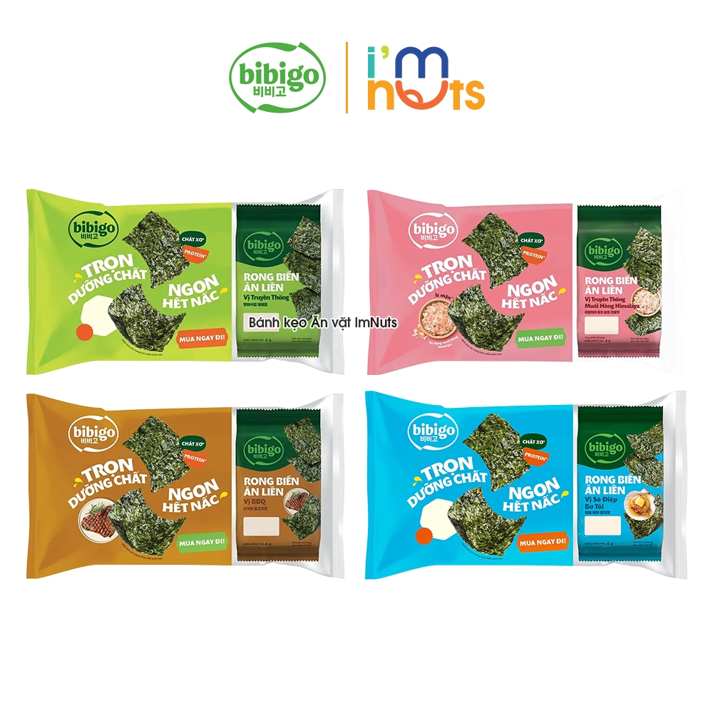 Lốc 3 Gói Rong Biển Ăn Liền Bibigo Hàn Quốc Đủ Vị