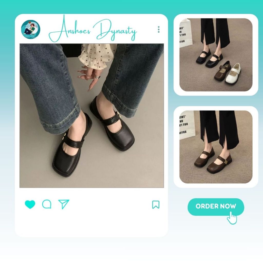 Giày Búp Bê Nữ, Giày Nữ Búp Bê Quai Dán Tag Cá Tính Trẻ Trung Màu Đen N11 || AnshoesDynasty
