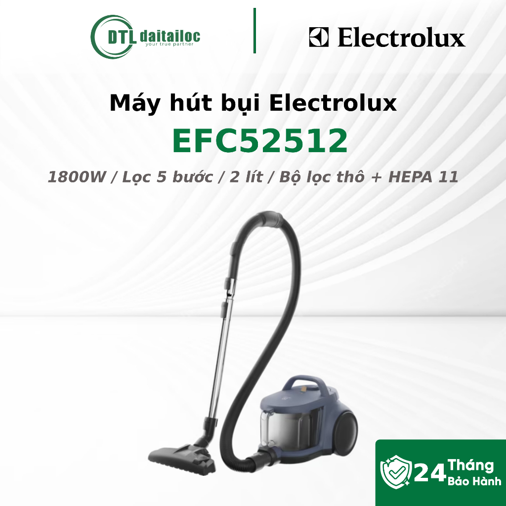 Máy Hút Bụi Electrolux EFC52512 1800W Lọc 5 bước 2 lít | Chính Hãng | Bảo Hành 24 Tháng