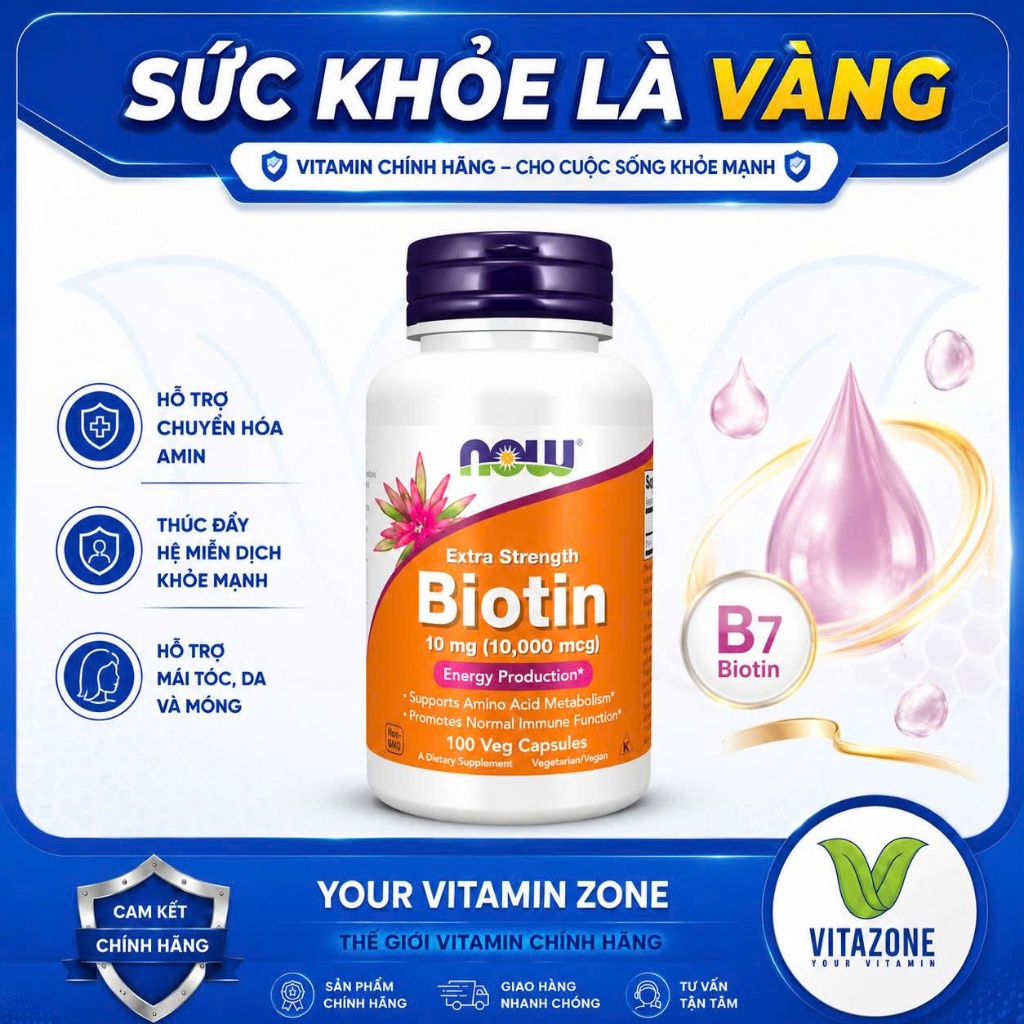 Now Foods Biotin 5,000mcg | Viên Uống Vitamin B7