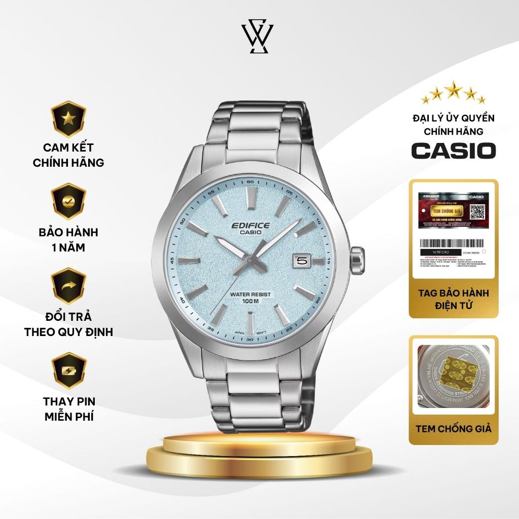 Đồng hồ Casio Edifice EFV-160D-2BVDF Máy Pin/Quartz 40mm Kính khoáng Dây Vỏ Thép Không Gỉ Chính hãng
