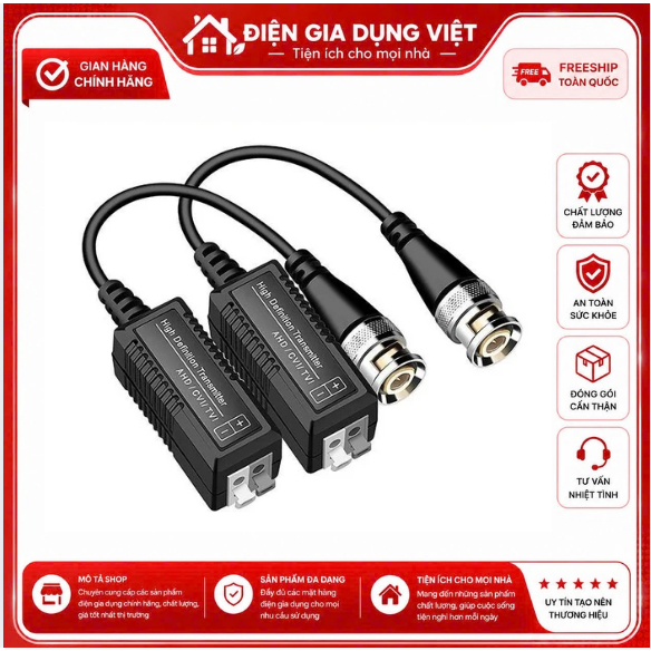 Bộ chuyển đổi video BALUN cho camera AHD/CVI/TVI/Analog 1080P