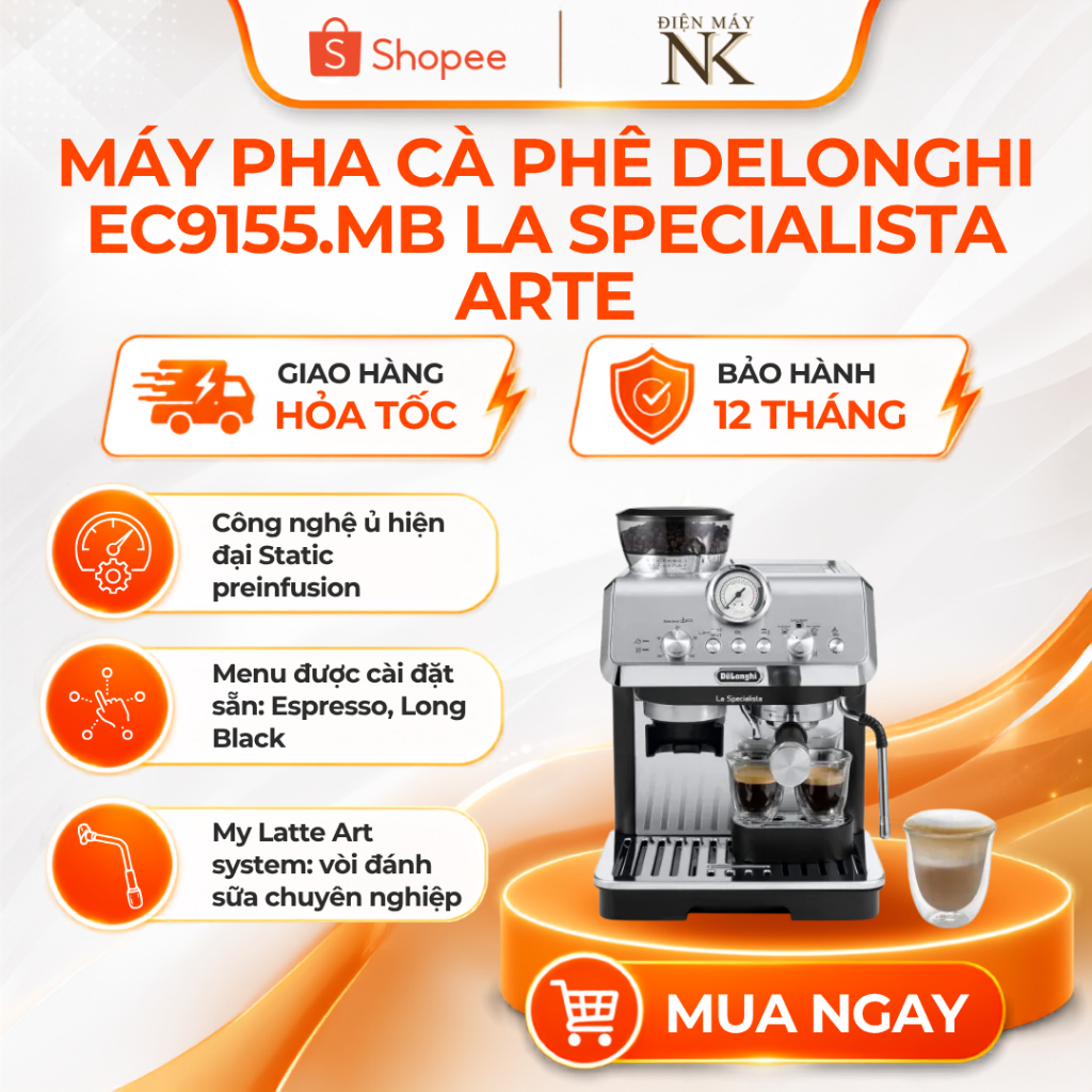Máy pha cà phê espresso DeLonghi La Specialista Arte EC9155.MB - Bảo Hành 12 Tháng