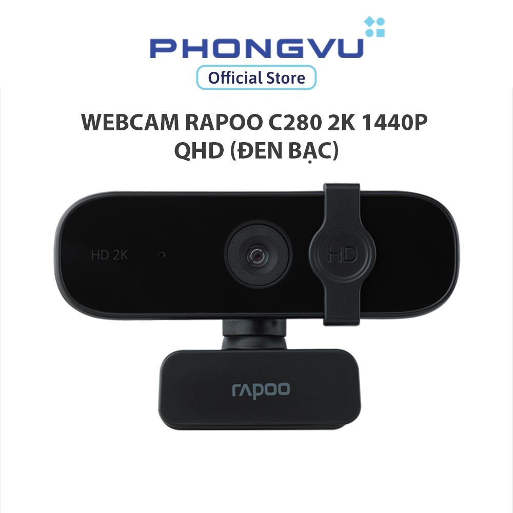 Thiết bị ghi hình/ Webcam Rapoo C280 2K 1440P QHD (Đen bạc) - Bảo hành 24 tháng
