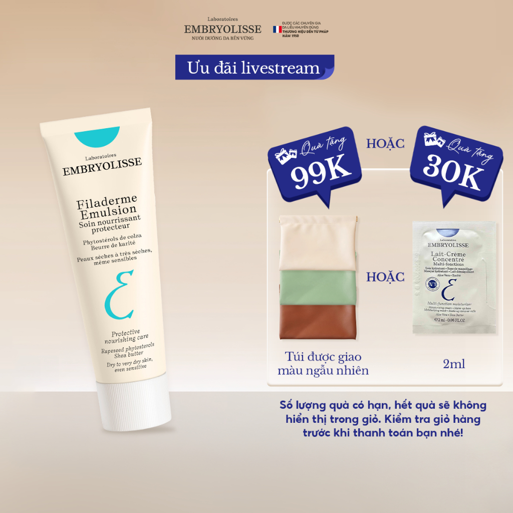 [Livestream X EMB] Kem Dưỡng Trẻ Hóa Căng Bóng Da Embryolisse Filaderme Émulsion 15ml - 75ml | BigBuy360 - bigbuy360.vn
