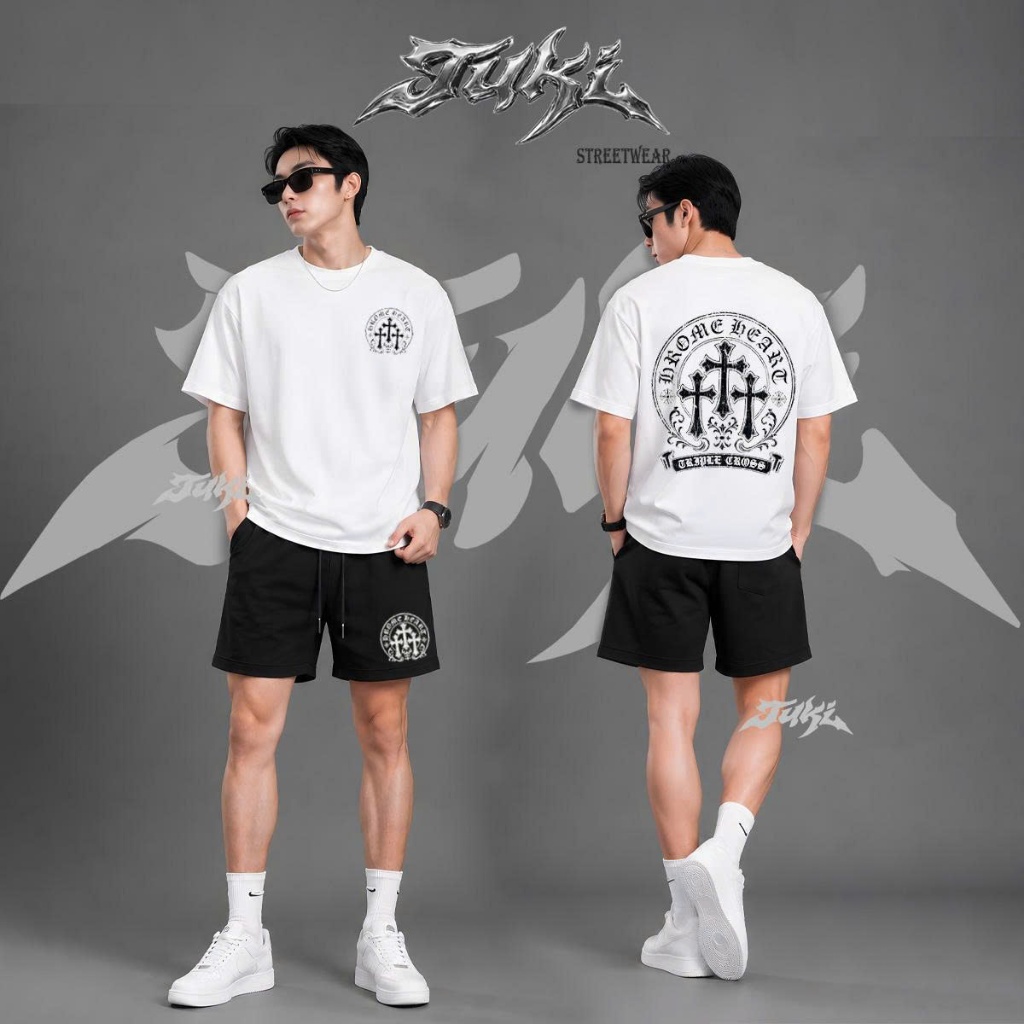Set Nam Unisex Chrome Basic Logo TUKI STREETWEAR Oversize