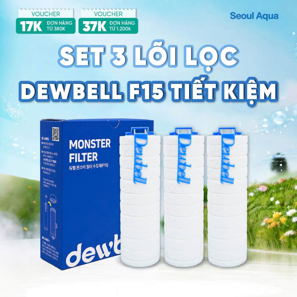 [LOẠI TIẾT KIỆM] Combo 6 lõi lọc sinh hoạt Dewbell F15 chính hãng Hàn Quốc