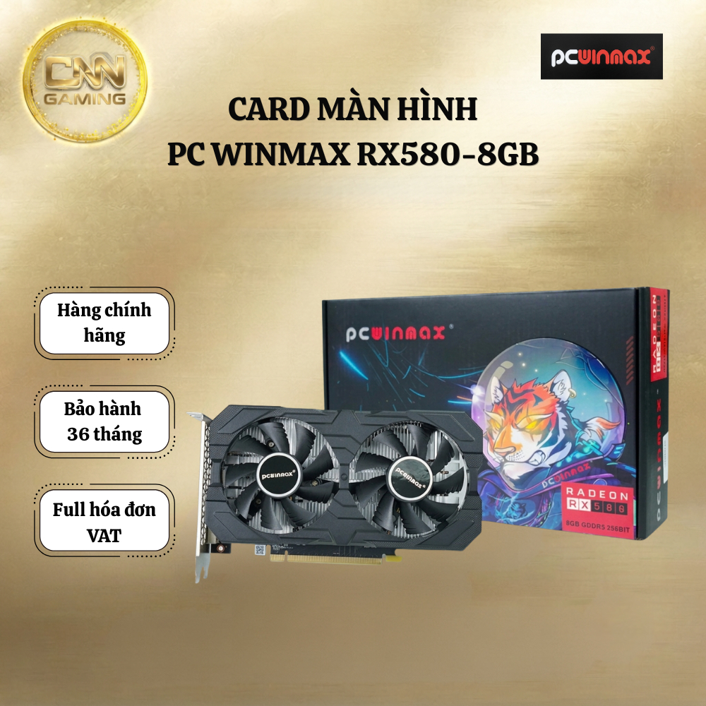 Card màn hình PCWINMAX RX 580 8GB New Full Vat, VGA 8GB GDDR5  Gaming Bảo Hành 36 Tháng