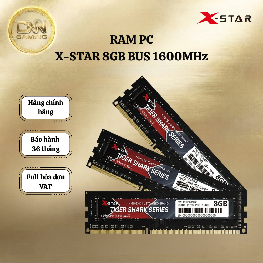 RAM Desktop Xstar 8GB DDR3 1600MHz PC3 12800, Nâng Cấp PC Ổn Định Bảo Hành 36 Tháng