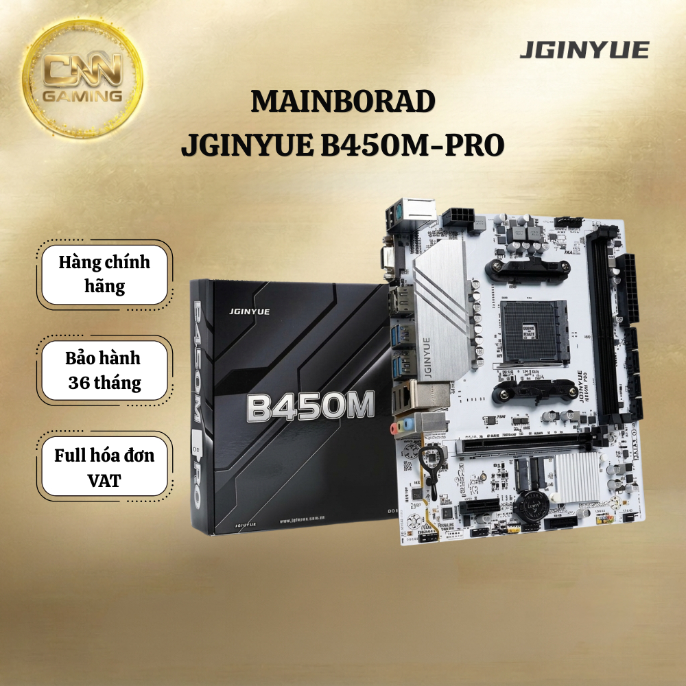 Main Jginyue B450 Pro ARGB, Hiệu Năng Ổn Định, LED RGB Đẹp, Build PC Gaming Chất Lượng