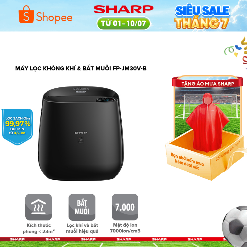 Máy Lọc Không Khí Và Bắt Muỗi Sharp FP-JM30V-B Hàng Thái Lan