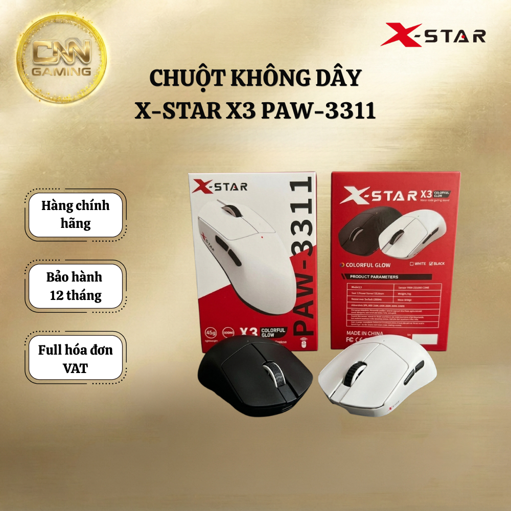 Chuột  Buletooth Gamming  XSTAR PAW-3311 3 Chế Độ Thiết Kế Công Thái Học, Chuột XSTAR Chính Hãng