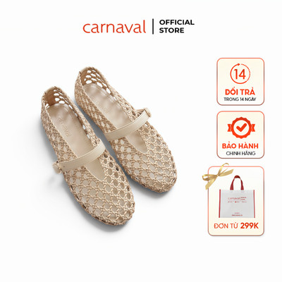 Giày Búp Bê Nữ Carnaval Dáng Mary Jane Đan Lưới, Quai Ngang Khóa Kim Loại Thanh Lịch - VS216