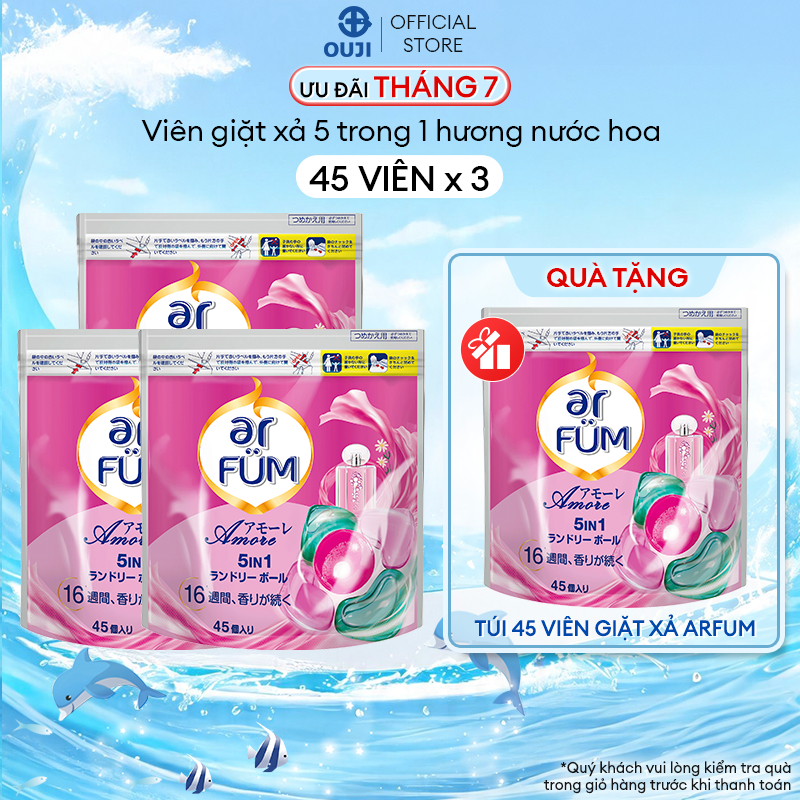 [MUA 3 TẠNG 1] Combo 3 Túi Viên giặt Quần áo arFUM 5 trong 1 tinh dầu nước hoa, khử khuẩn 99% (túi 4