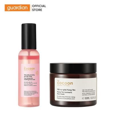 Combo Tinh Chất Xịt Dưỡng Cocoon Sen Hậu Giang 100ml & Mặt Nạ Nghệ Hưng Yên Cocoon Hỗ Trợ Mờ Thâm Sáng Da 100ml