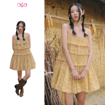 Đầm OLV hoa nhí 2 dây tầng bèo  Fleur Chiffon Cami Tiered Dress phù hợp đi chơi đi biển mùa hè