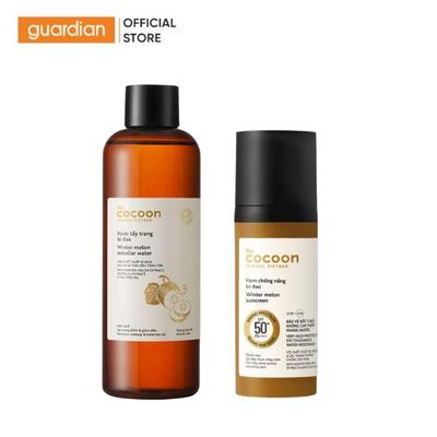 Combo KCN Bí Đao Quang Phổ Rộng Cocoon Winter Melon Sunscreen 50ml & NTT Bí Đao Cocoon Winter Melon Micellar Water 500ml