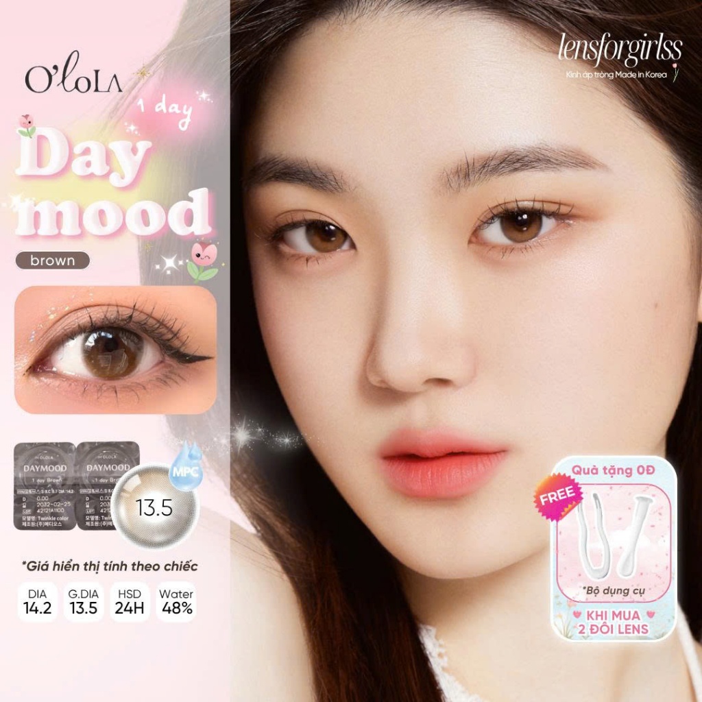 Lens 1 ngày | Kính áp tròng GIÃN TRÒNG - DAYMOOD BROWN chính hãng OLOLA | LENSFORGIRLSS