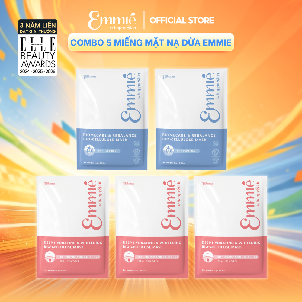 Mặt nạ phôi dừa Emmie Bio Cellulose B5 B3 Hỗ Trợ Phục Hồi Làm Dịu Da Cấp Ẩm - Hỗ Trợ Dưỡng Sáng Comb