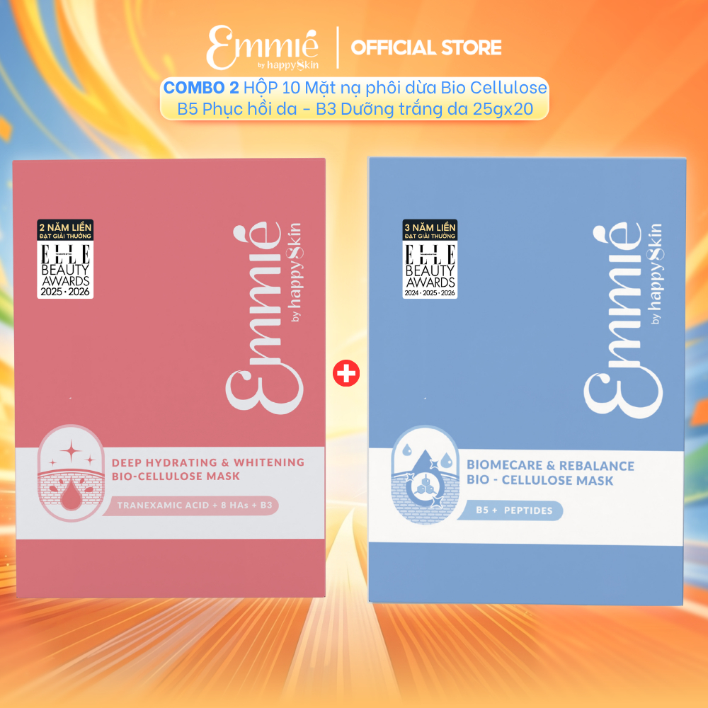 [KOL LIVE] COMBO 2 Hộp 10 Mặt Nạ phôi Dừa Bio-Cell B5 Phục hồi da nhạy cảm B3 Dưỡng trắng da 25gx20 