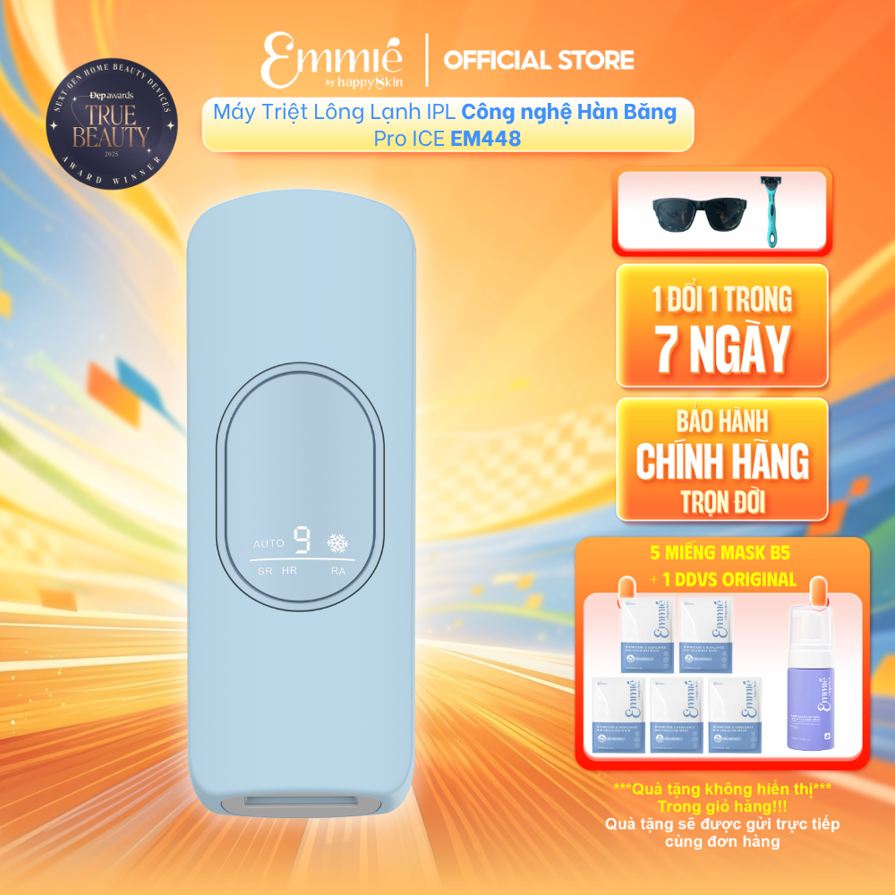 Máy Triệt Lông IPL Công nghệ Hàn băng Pro ICE EM448 TẶNG 5 Mask Dừa Phục hồi B5 + 1 DDVS Original 10