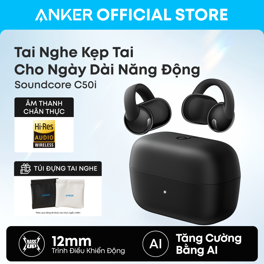 Tai nghe kẹp tai dạng mở soundcore C50i, bass mạnh, gọi AI rõ nét, pin lâu tới | BigBuy360 - bigbuy360.vn