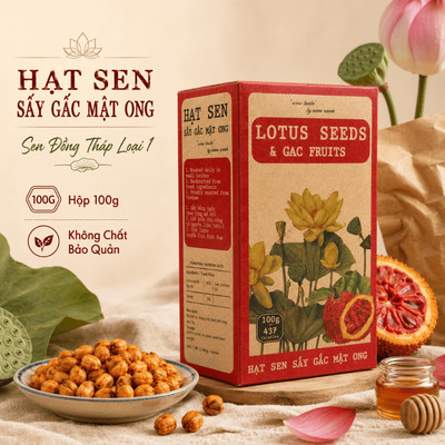 Hạt Sen Sấy Gấc Nam Xanh, Nguyên Liệu Tự Nhiên, Sen Đồng Tháp Loại 1, Không Chất Bảo Quản, Hộp 100g