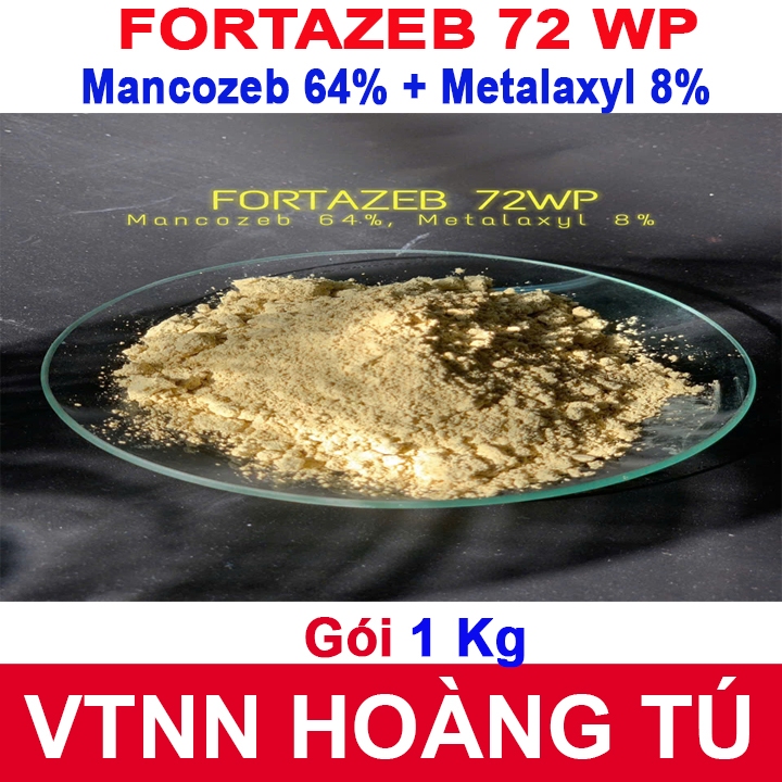Fortazeb 72WP Gói 1Kg Hoạt Chất Mancozeb Metalaxyl Dạng Bột Thấm Nước WP
