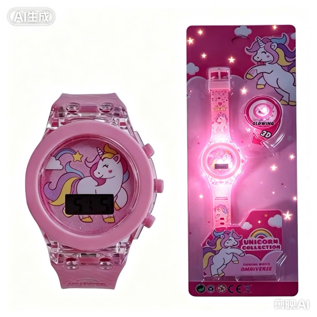 Đồng hồ ngựa pony có đèn màu trắng - dồng hồ trẻ em