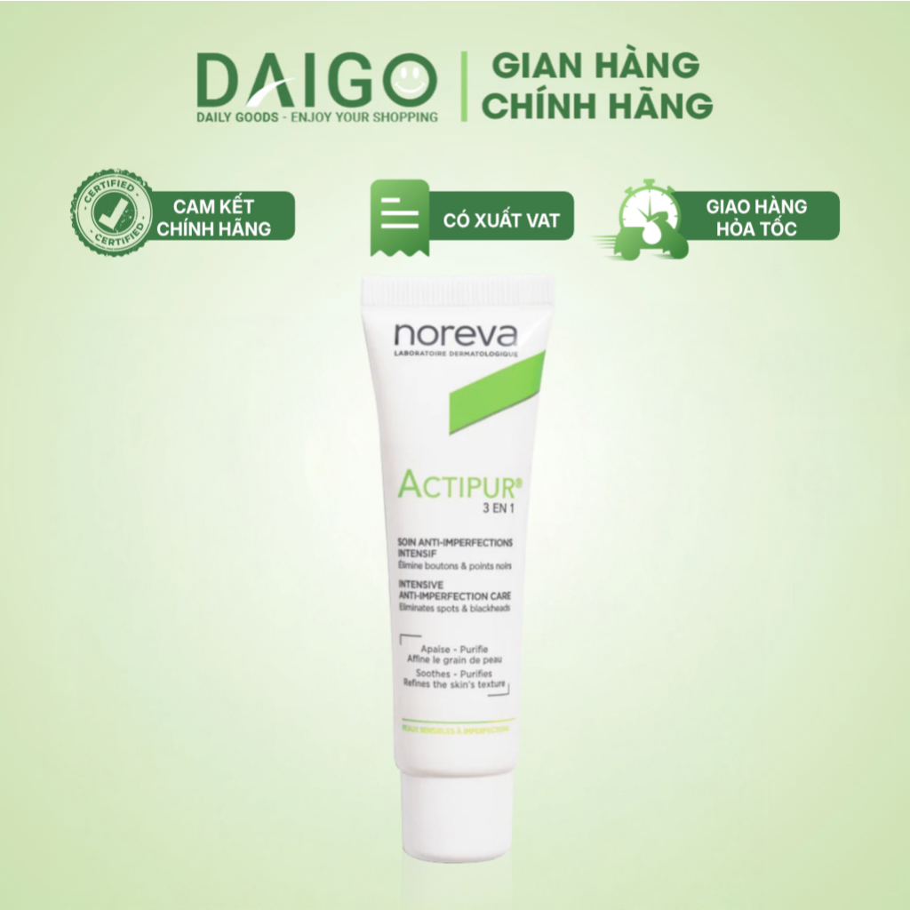 Kem bôi tri mụn Noreva Actipur 3 En 1 Intensive Anti-Imperfection Care 30ml