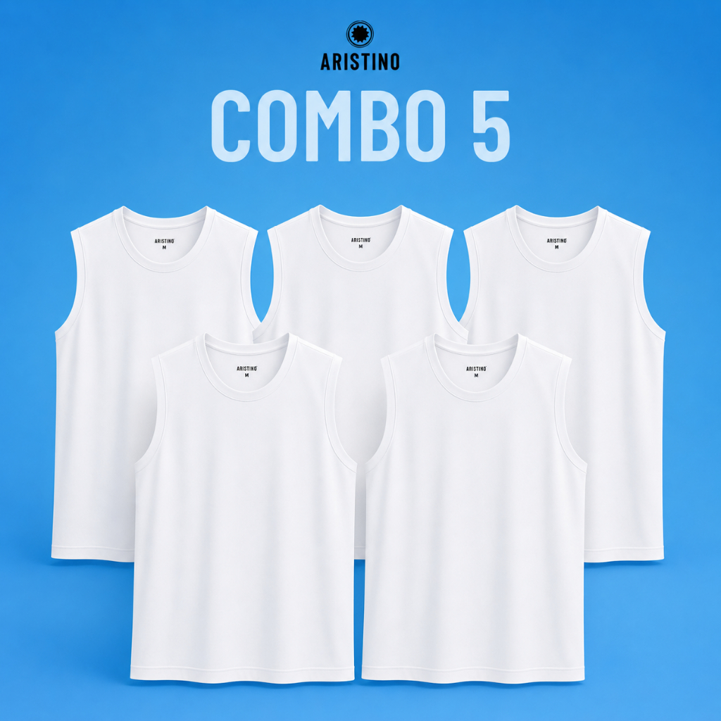 [COMBO 5] Áo sát nách Aristino AC23 chất liệu 100% cotton tự nhiên mặc lót trong sơ mi