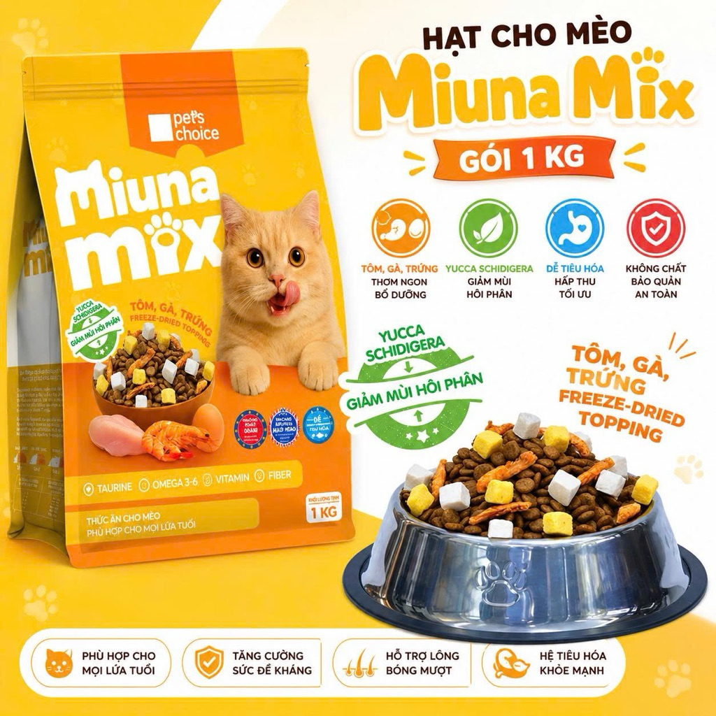 [ Siêu rẻ - siêu hời ] Hạt miuna mix . Thức ăn cho mèo mix topping thịt sấy cho mèo kén ăn. Dcpet Sh