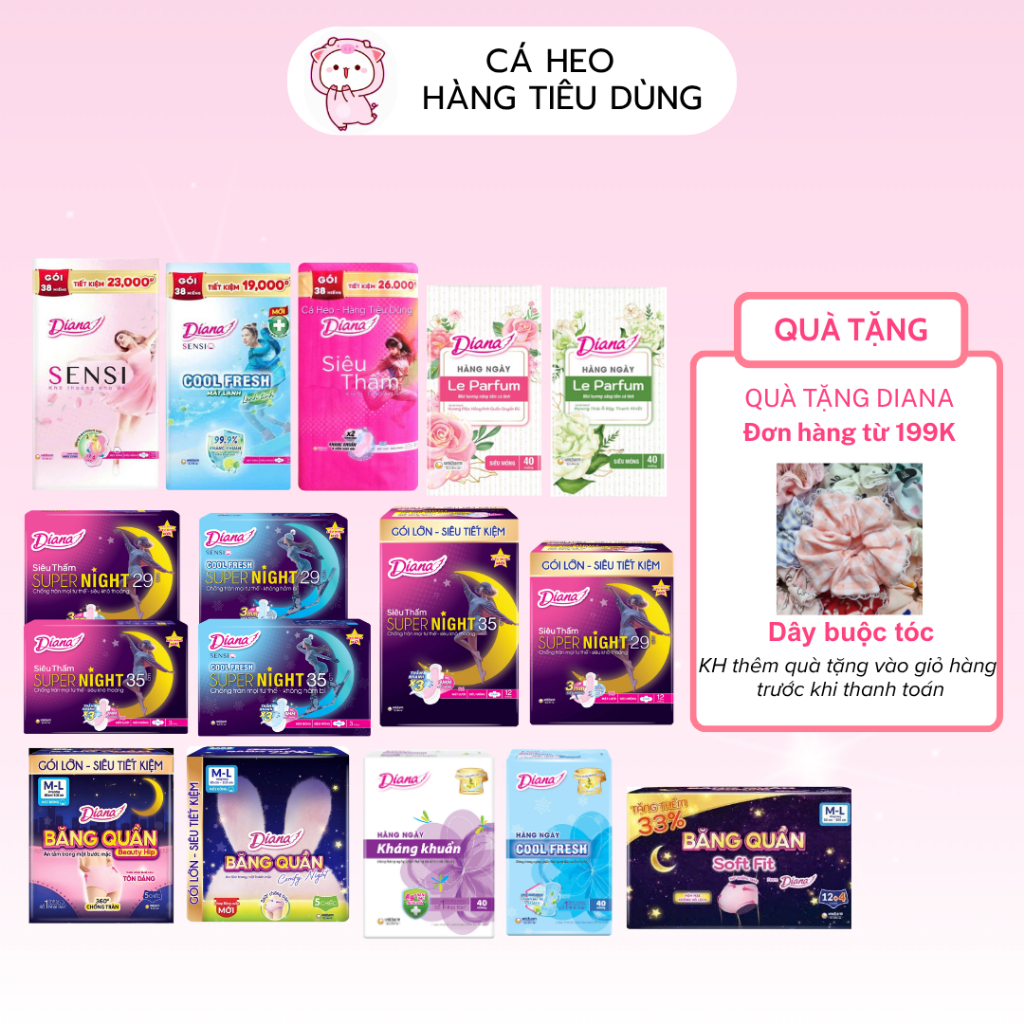 [CHÍNH HÃNG] Băng vệ sinh DIANA ban đêm, ban ngày và hàng ngày