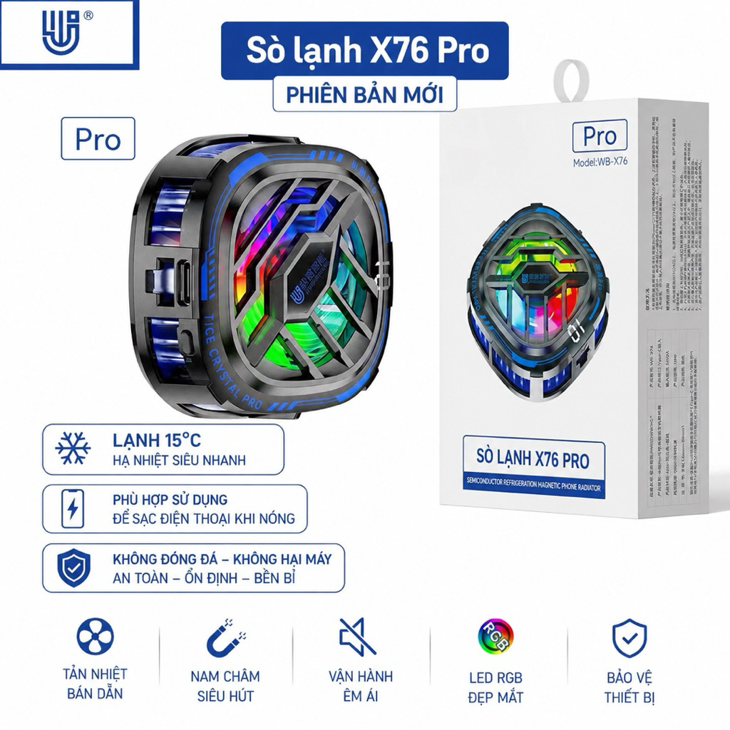[XẢ KHO] Quạt sò lạnh X76 Pro lạnh 15 độ, phân khúc giá rẻ