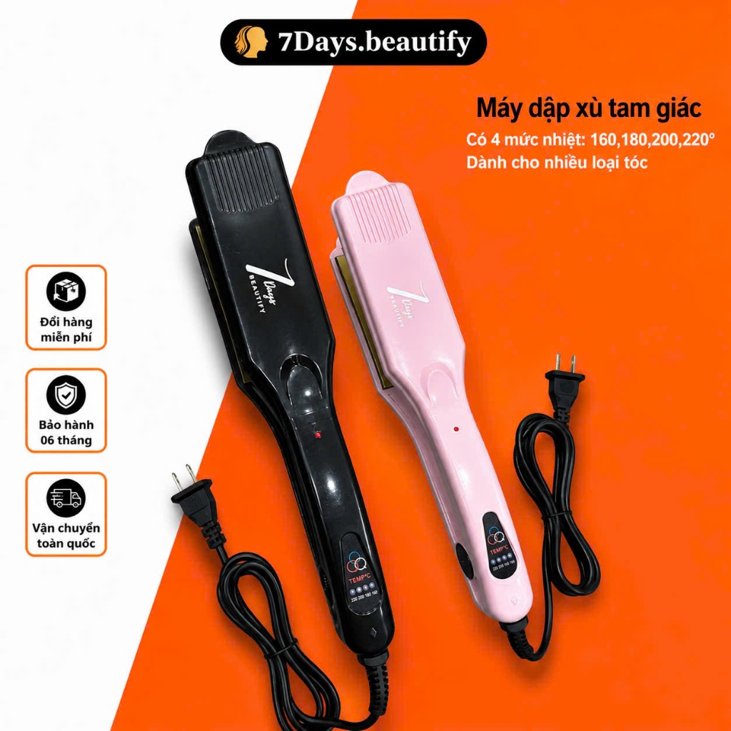 Máy Dập Xù Chân Tóc 7Days.Beautify - Bấm Phồng Chân Ngang 4 Mức Nhiệt Độ Tạo Kiểu Tóc