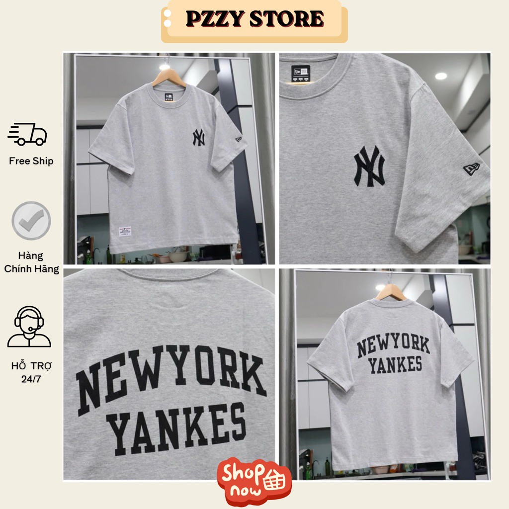 Áo Thun New Era New York Yankees Xám Đen Hàng Auth | PzzyStore