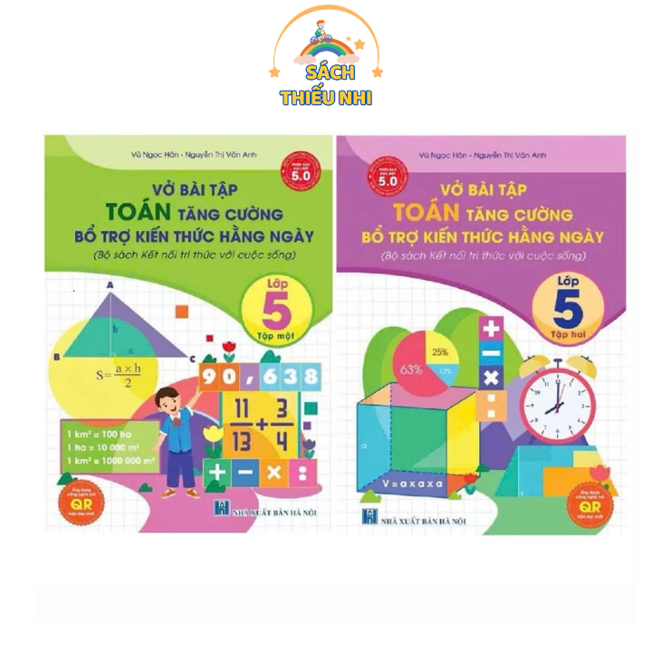 Sách - [Lớp 5 - Kết nối tri thức] - (Bộ 4 quyển ): Vở bài tập Toán, Tiếng Việt tăng cường lớp 5 (tập