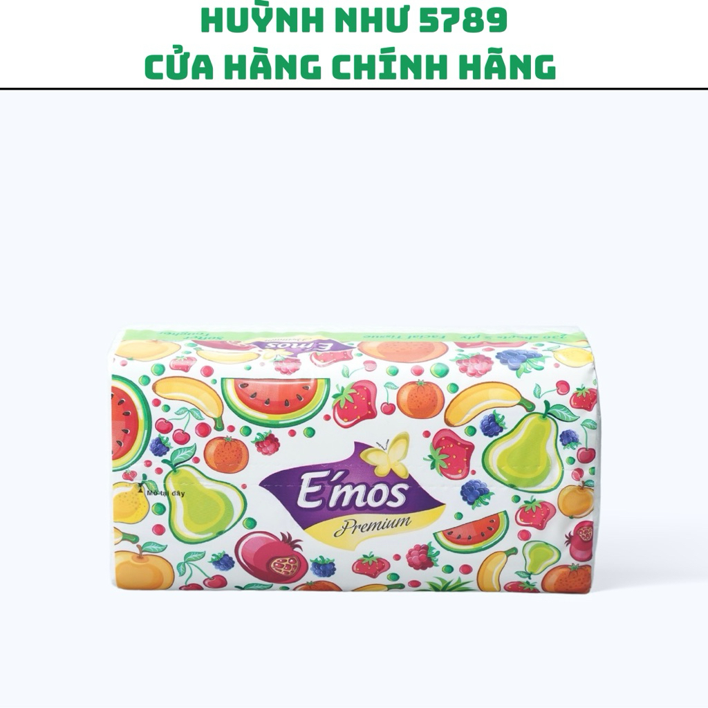 [CHÍNH HÃNG]<Gói 230 tờ>Combo 2 gói khăn ăn Emos rút 2 lớp hoa quả 24mm