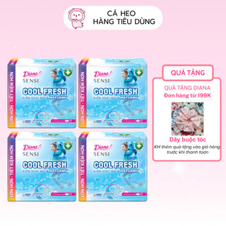LỐC 4 GÓI Băng vệ sinh DIANA SENSI COOL FRESH siêu mỏng có cánh mặt bông 23CM gói 20 MIẾNG