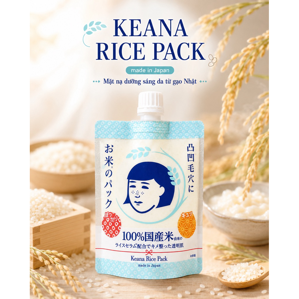 Mặt Nạ Cám Gạo Keana Dưỡng Sáng Rice Pack 170 G